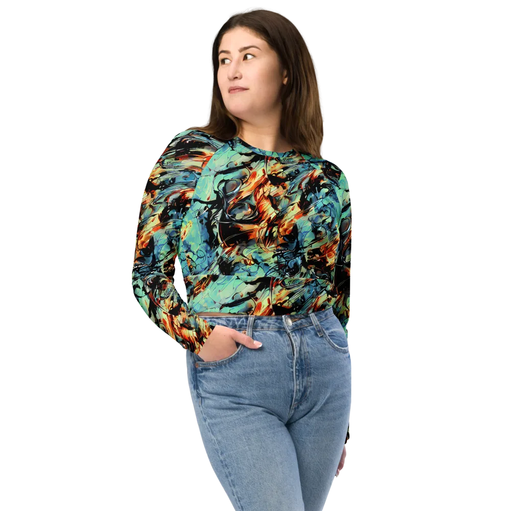 Tidal Flame on Long Sleeve Crop Top — Front