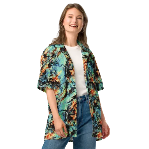 Tidal Flame on a Button Shirt