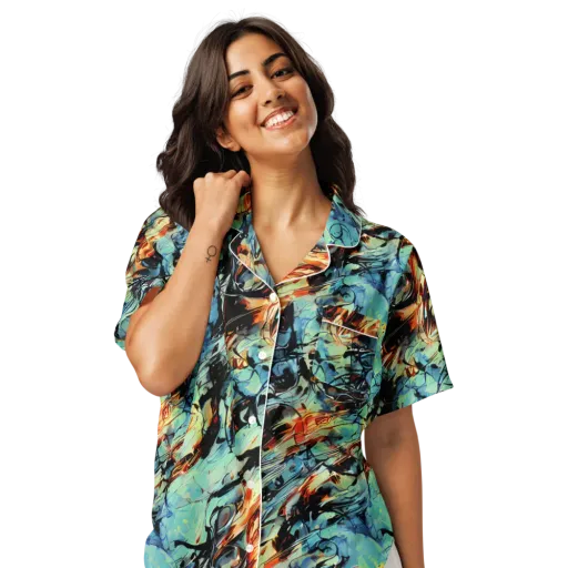 Tidal Flame on a Women's Short Sleeve Pajama Top
