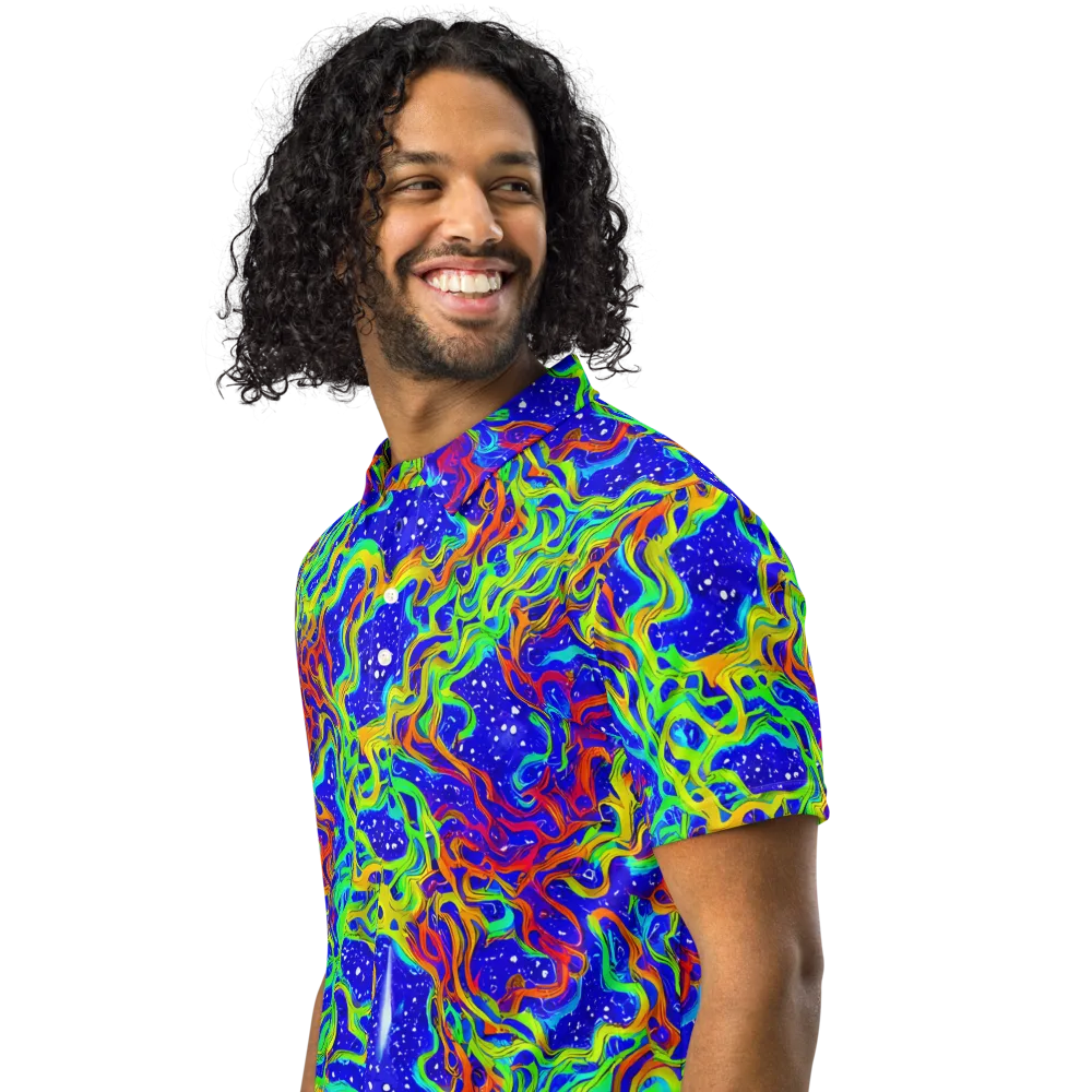 Cosmic Liquefaction on Men's Slim Fit Polo Shirt — Left Front