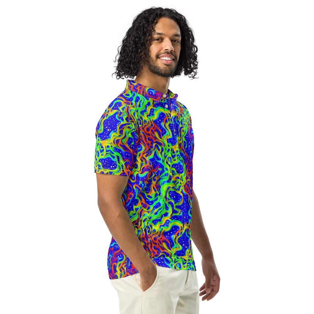 Cosmic Liquefaction on Men's Slim Fit Polo Shirt — Right Front