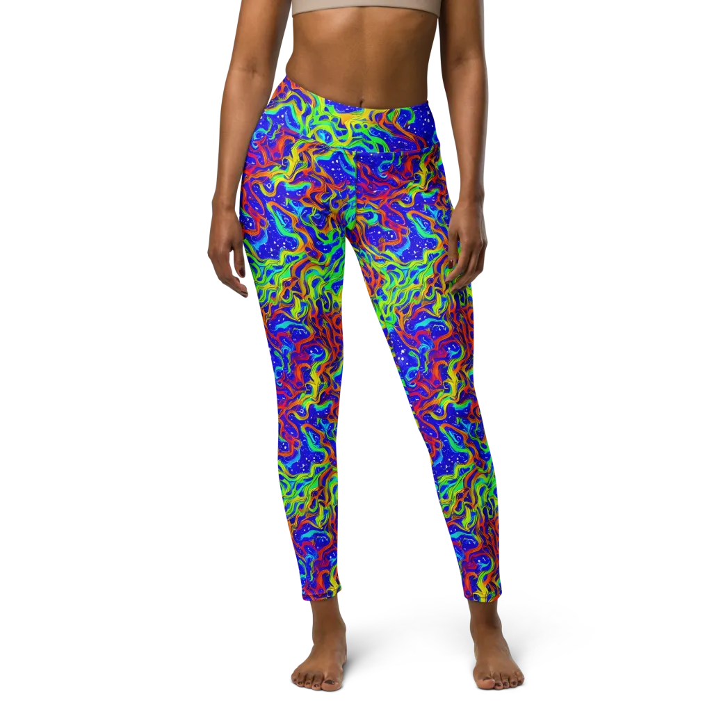 Cosmic Liquefaction on Yoga Leggings — Front