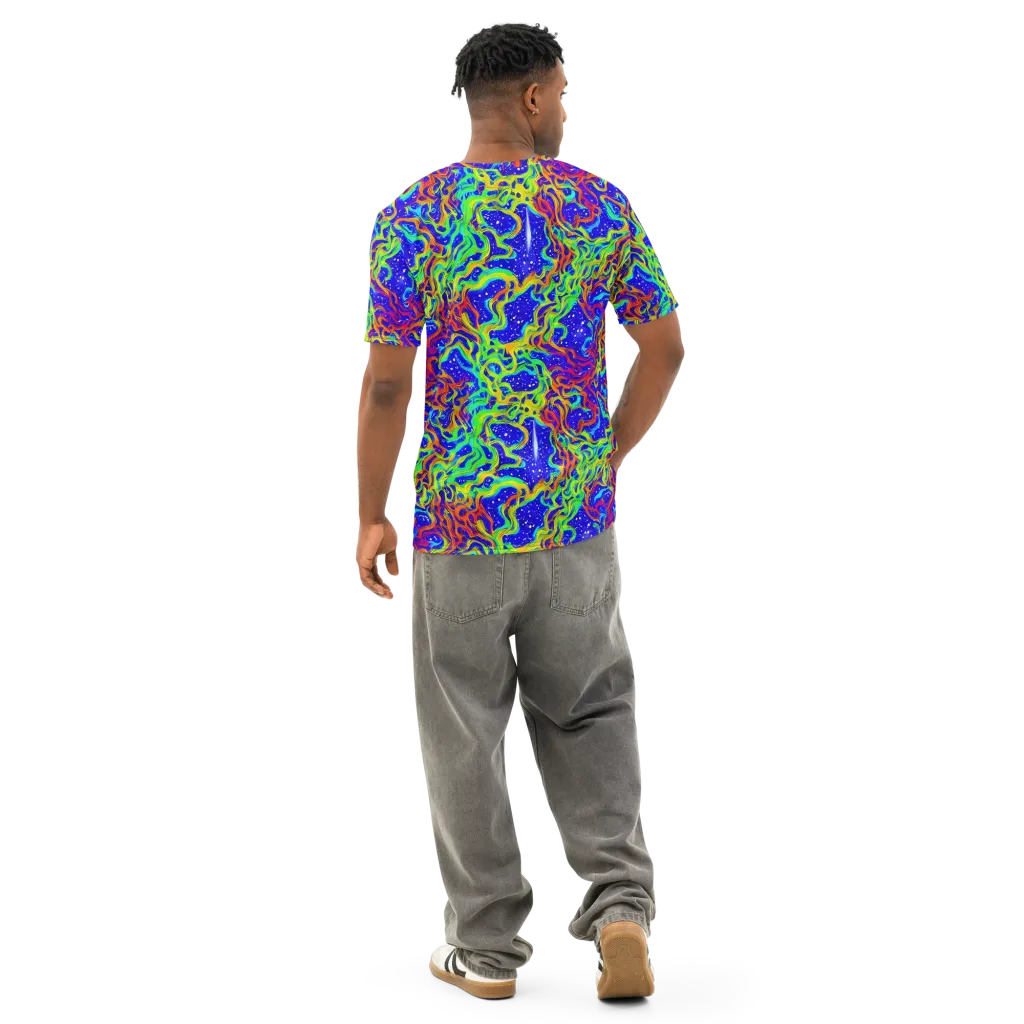 Cosmic Liquefaction on Men's Cotton Crew Neck T-Shirt — Back