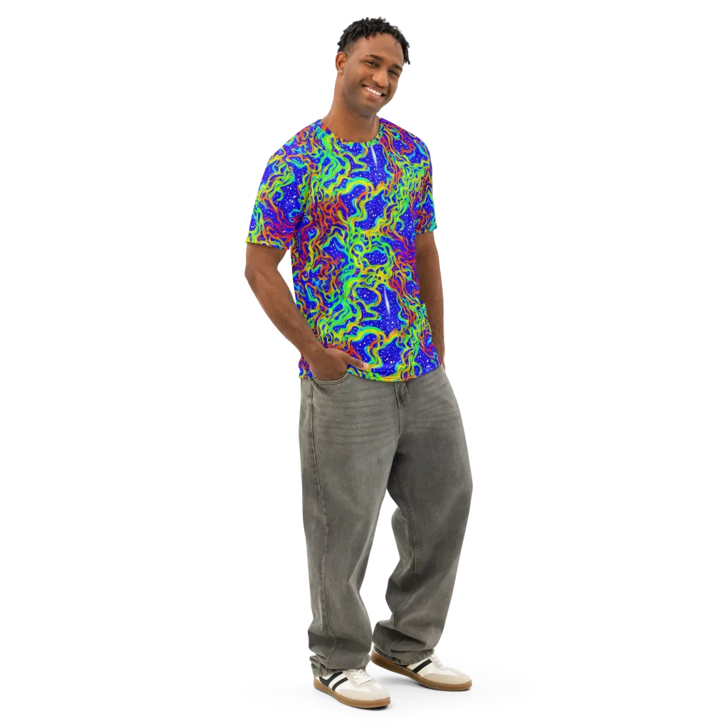Cosmic Liquefaction on Men's Cotton Crew Neck T-Shirt — Right Front