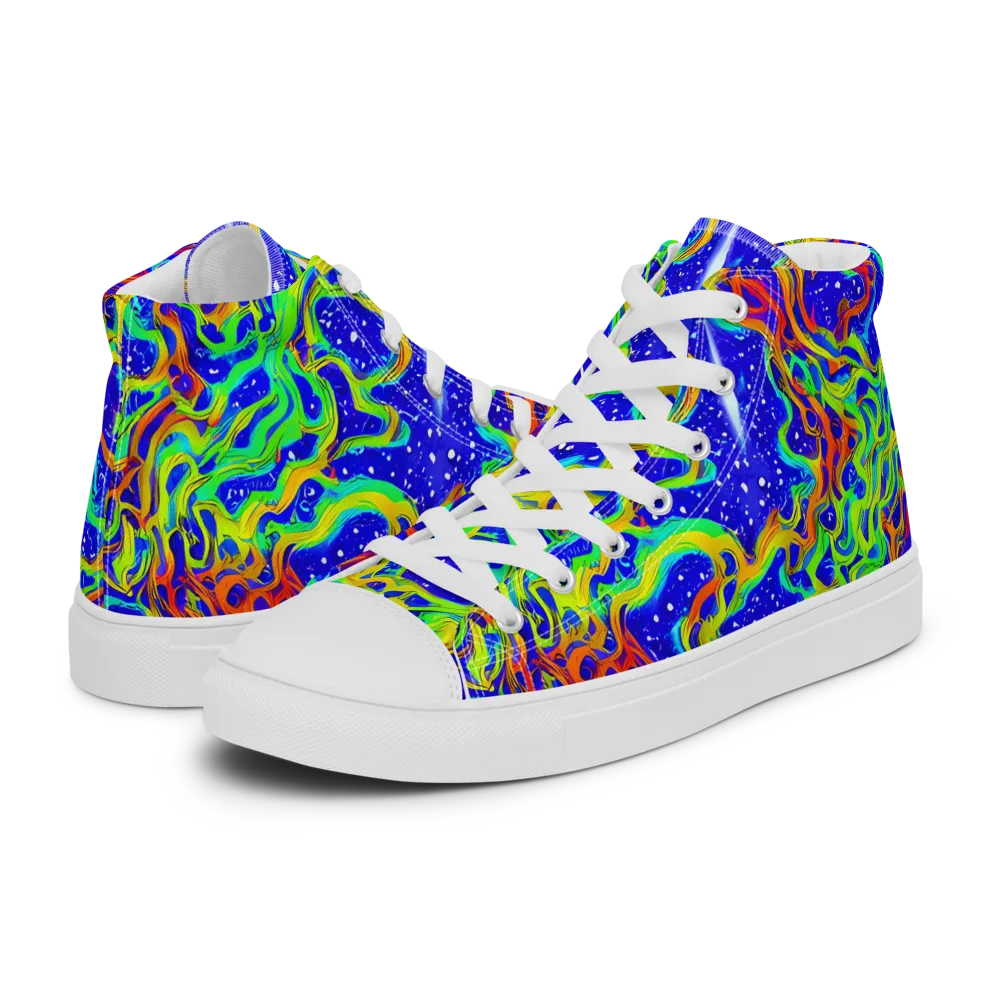 Cosmic Liquefaction on Men's High Top Canvas Shoes — Left