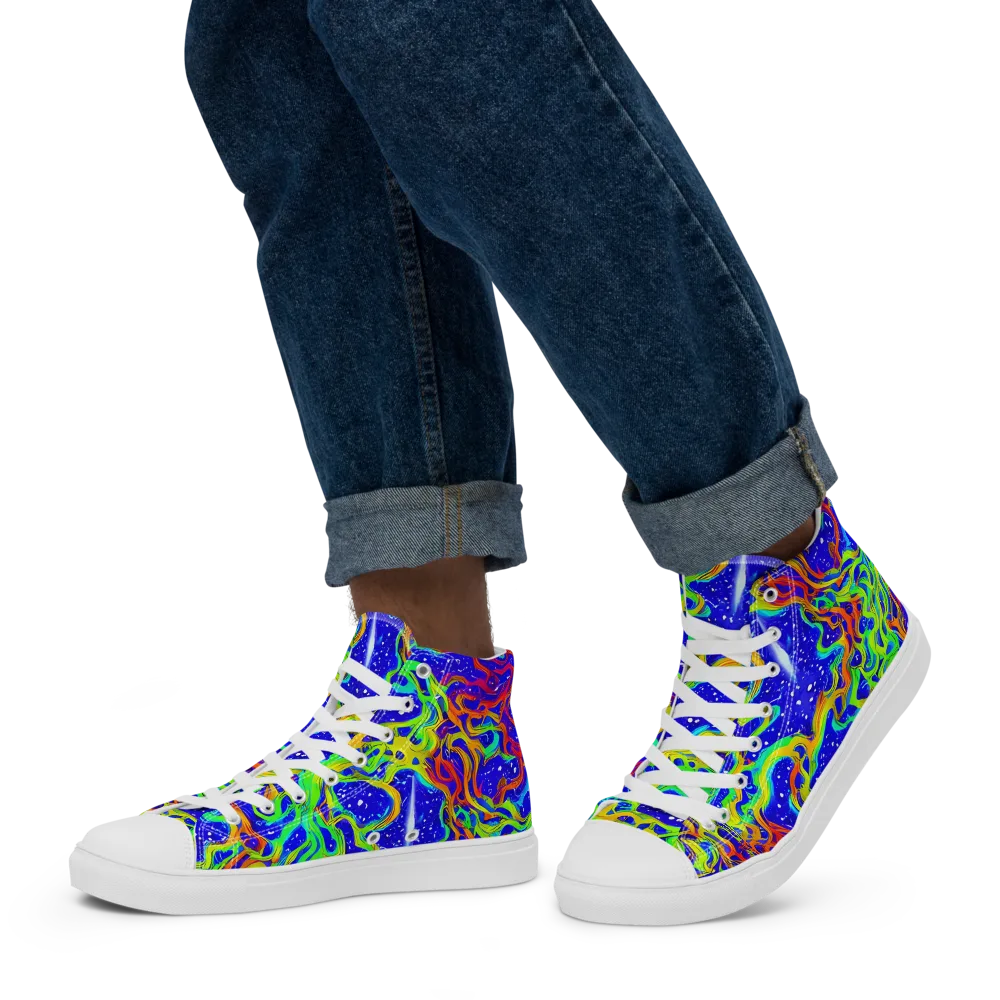 Cosmic Liquefaction on Men's High Top Canvas Shoes — Left