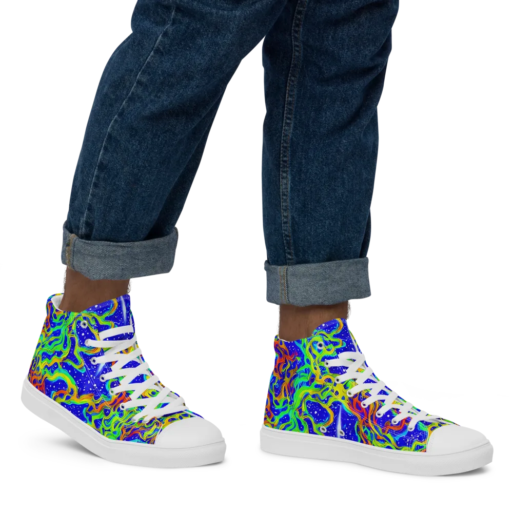 Cosmic Liquefaction on Men's High Top Canvas Shoes — Right