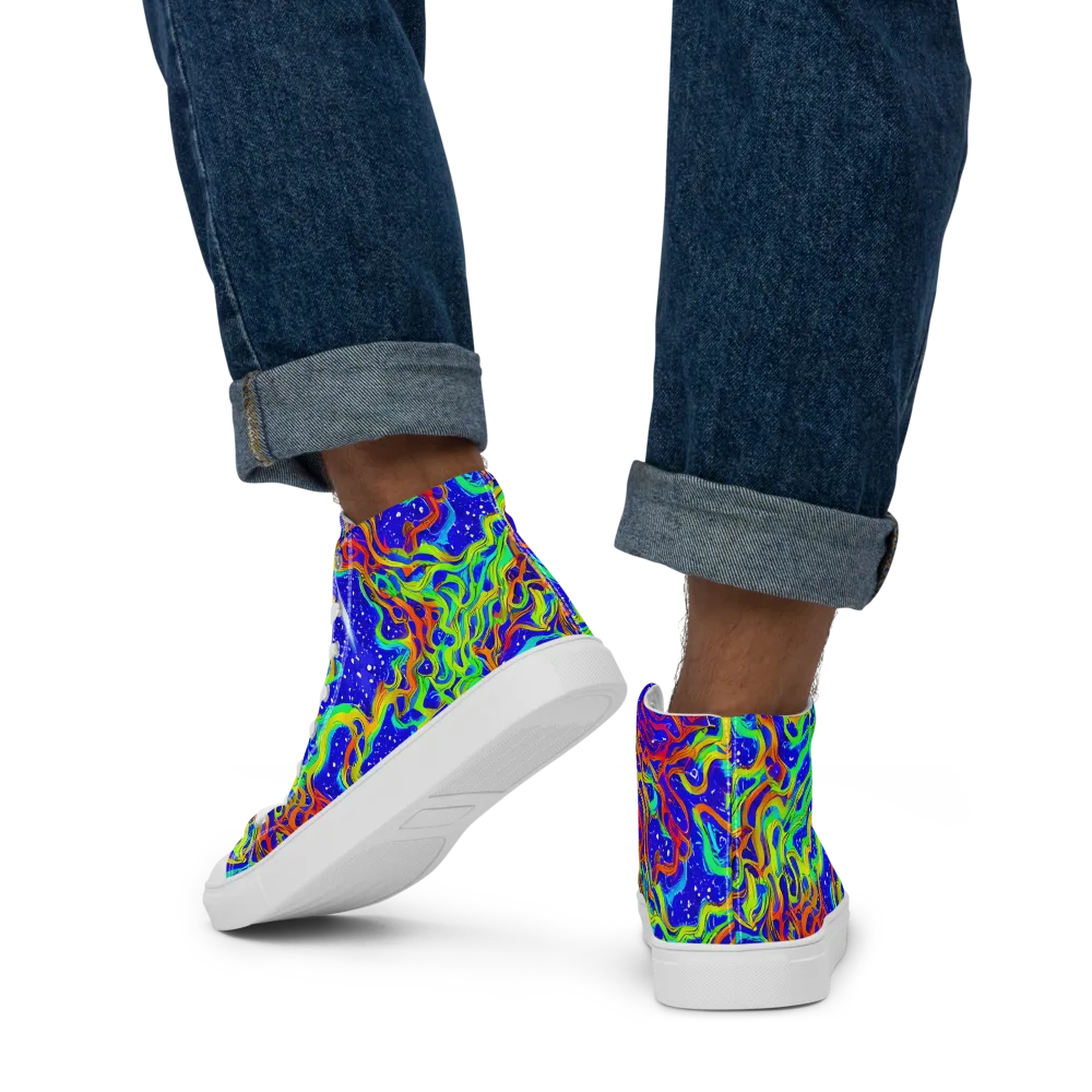 Cosmic Liquefaction on Men's High Top Canvas Shoes — Back