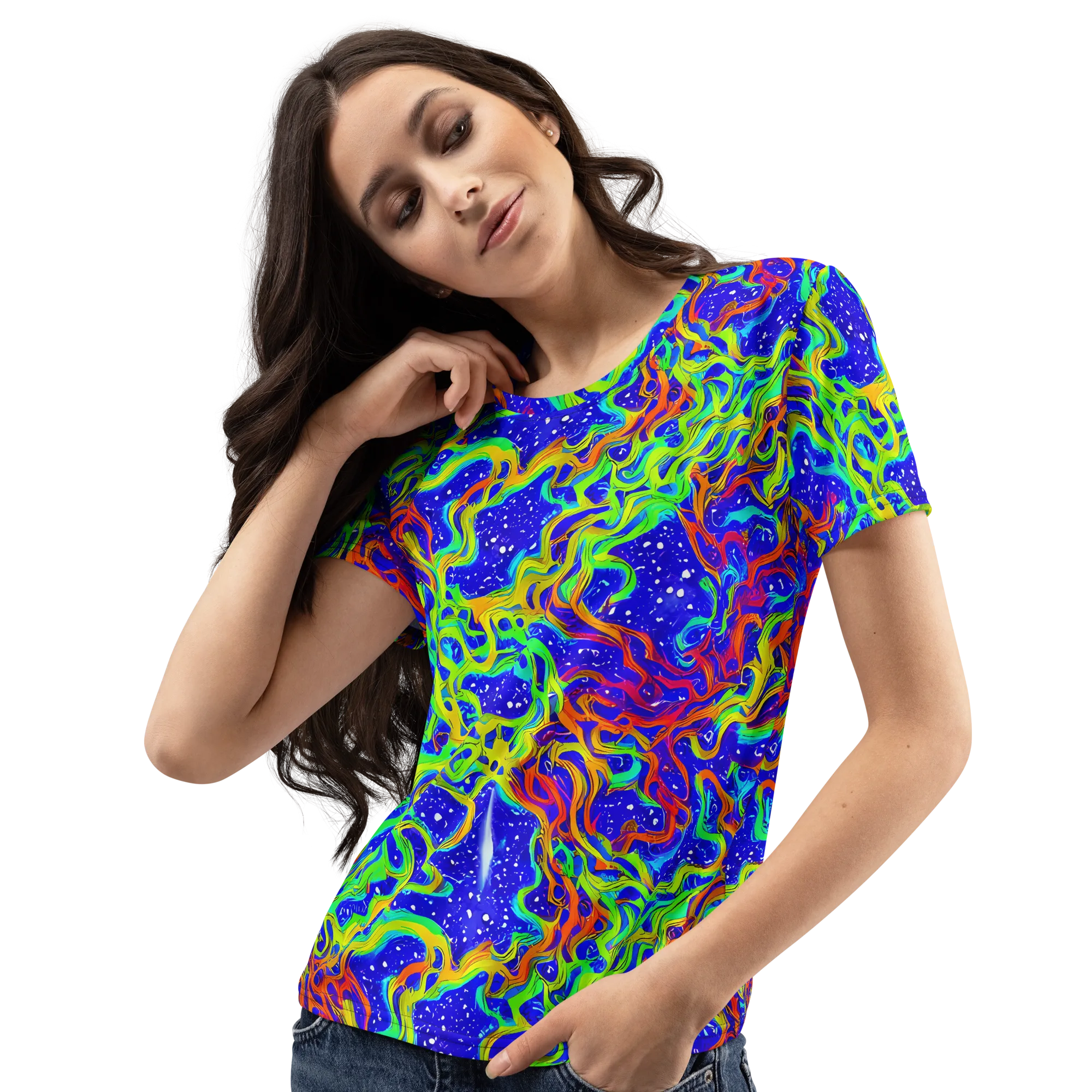Cosmic Liquefaction on Women's Crew Neck T-Shirt — Left Front