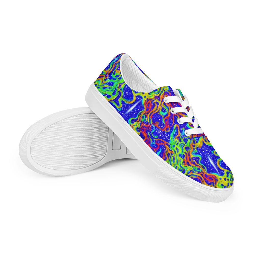 Cosmic Liquefaction on Men's Lace-Up Canvas Shoes — Right Front