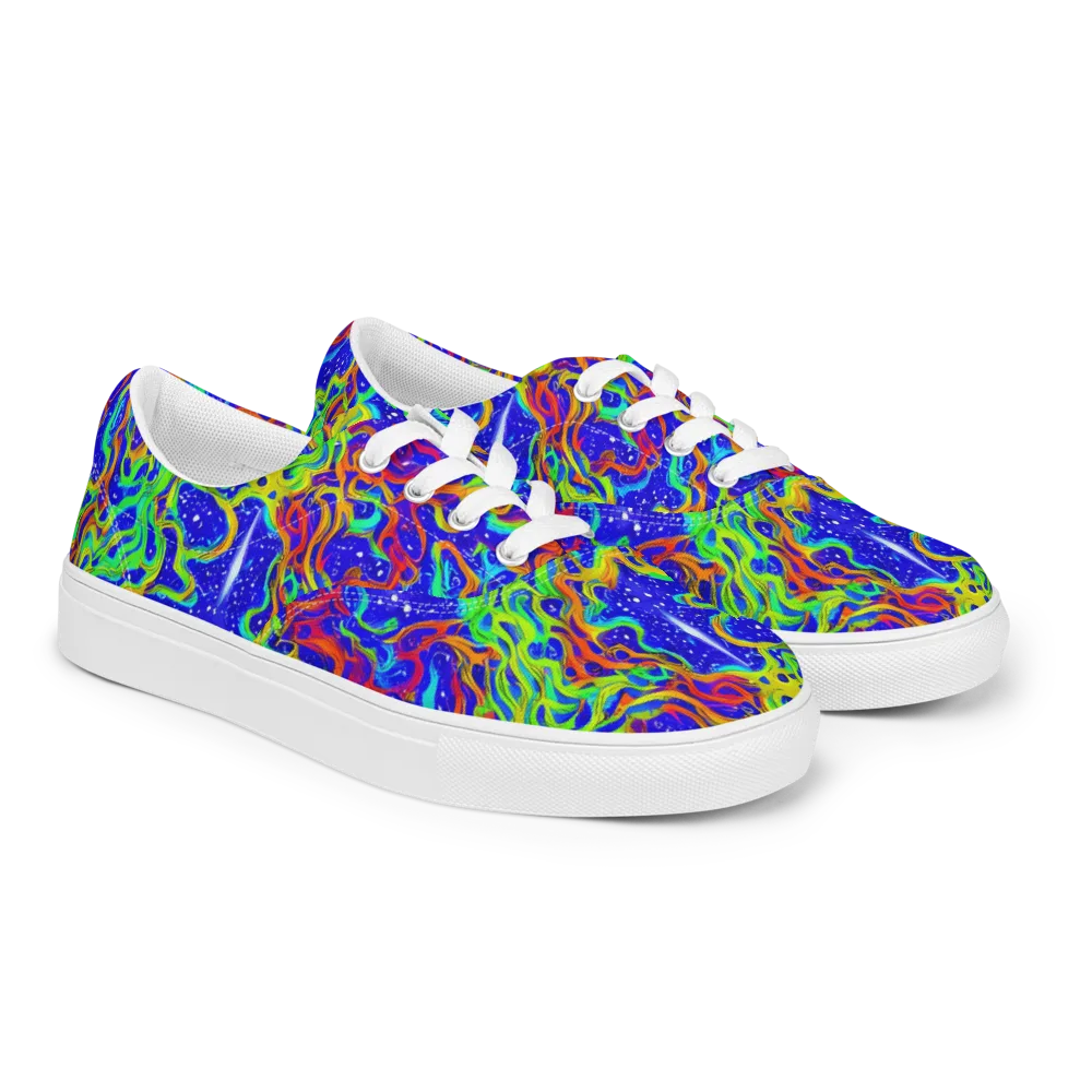 Cosmic Liquefaction on Men's Lace-Up Canvas Shoes — Right Front