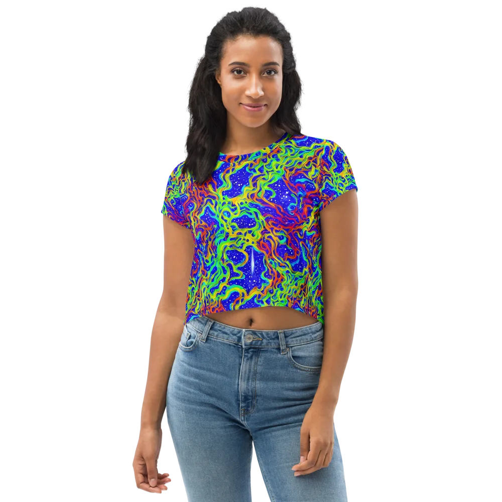 Cosmic Liquefaction on Crop Tee — Front