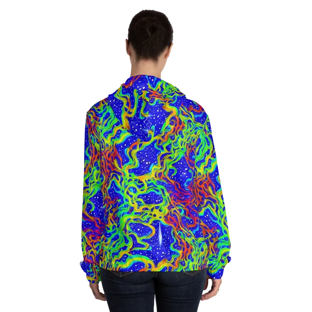 Cosmic Liquefaction on Women's Full-Zip Hoodie — Back On Person