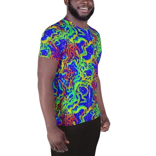 Cosmic Liquefaction on a Men's Athletic T-Shirt