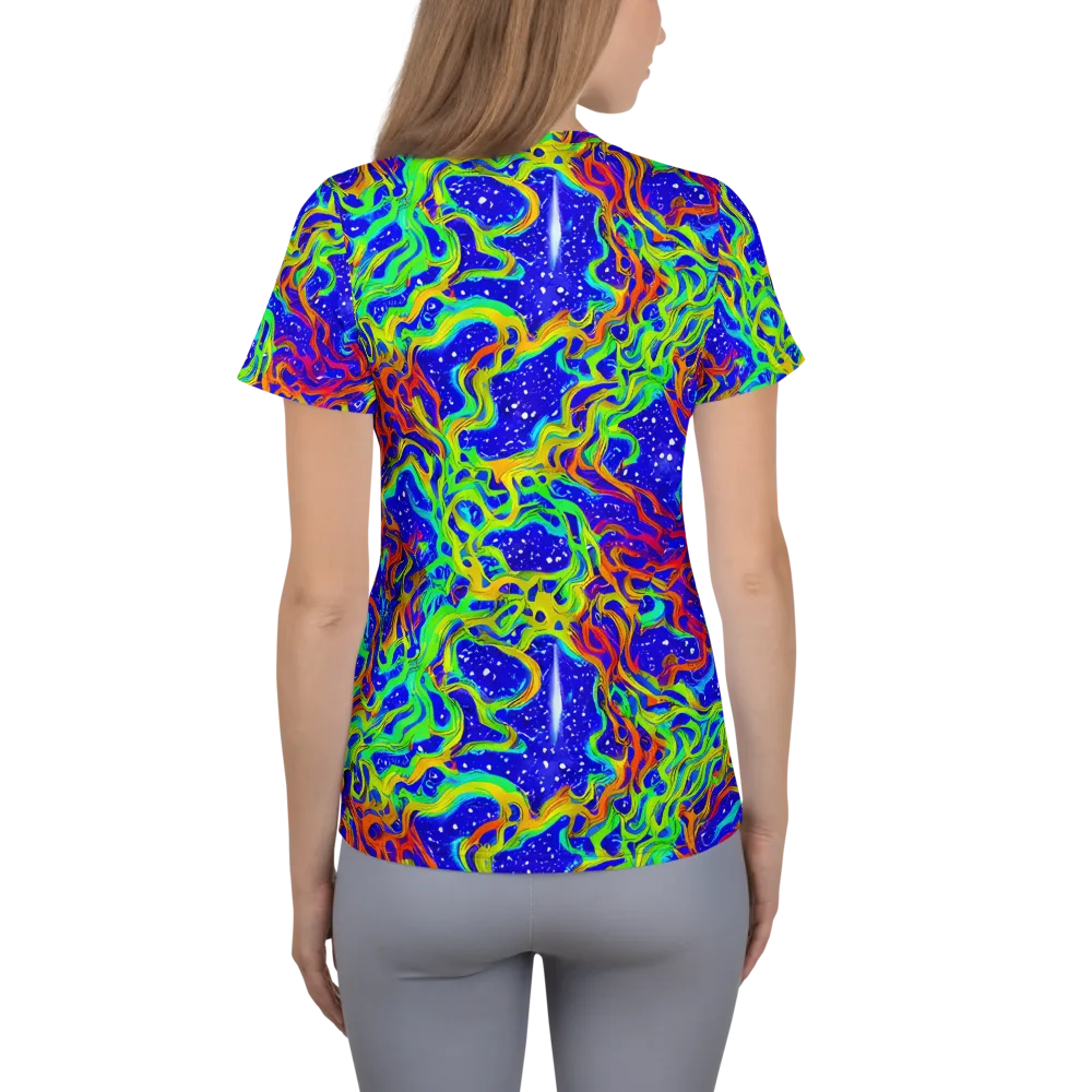 Cosmic Liquefaction on Women's Athletic T-Shirt — Back