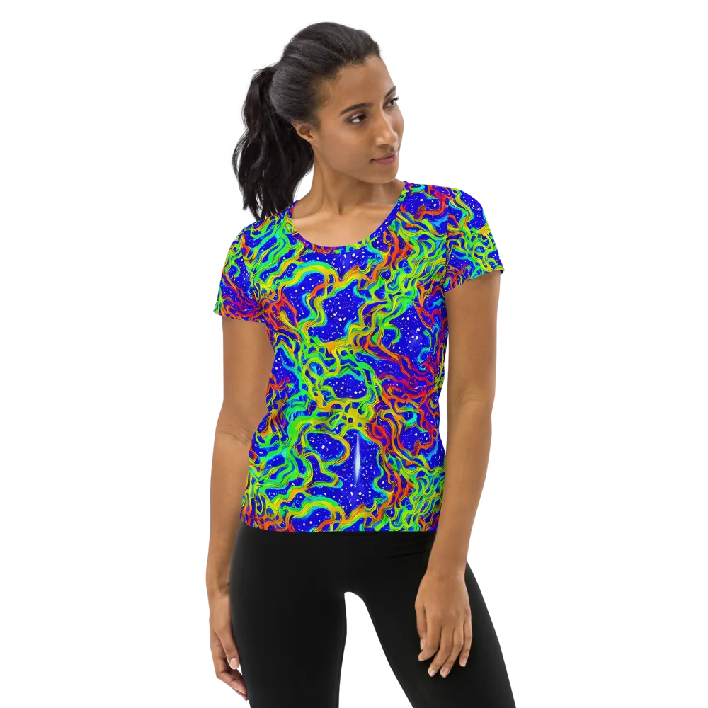 Cosmic Liquefaction on Women's Athletic T-Shirt — Front