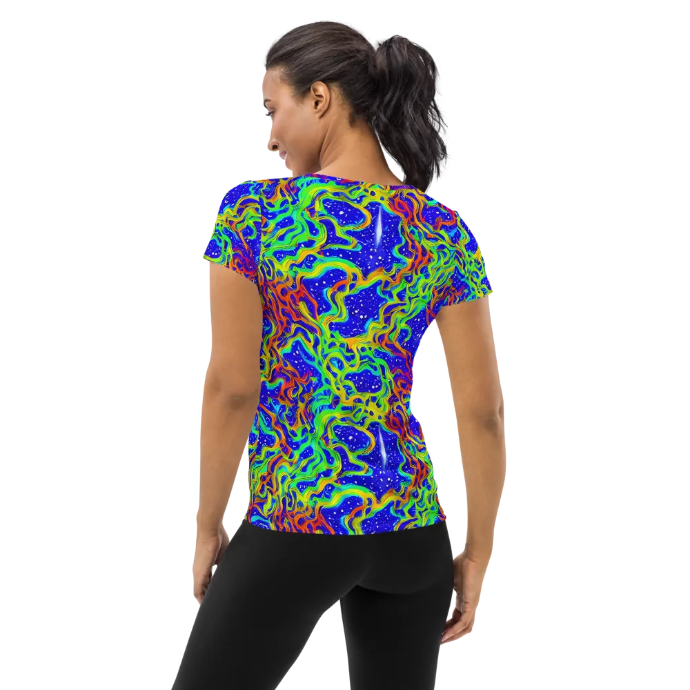 Cosmic Liquefaction on Women's Athletic T-Shirt — Back