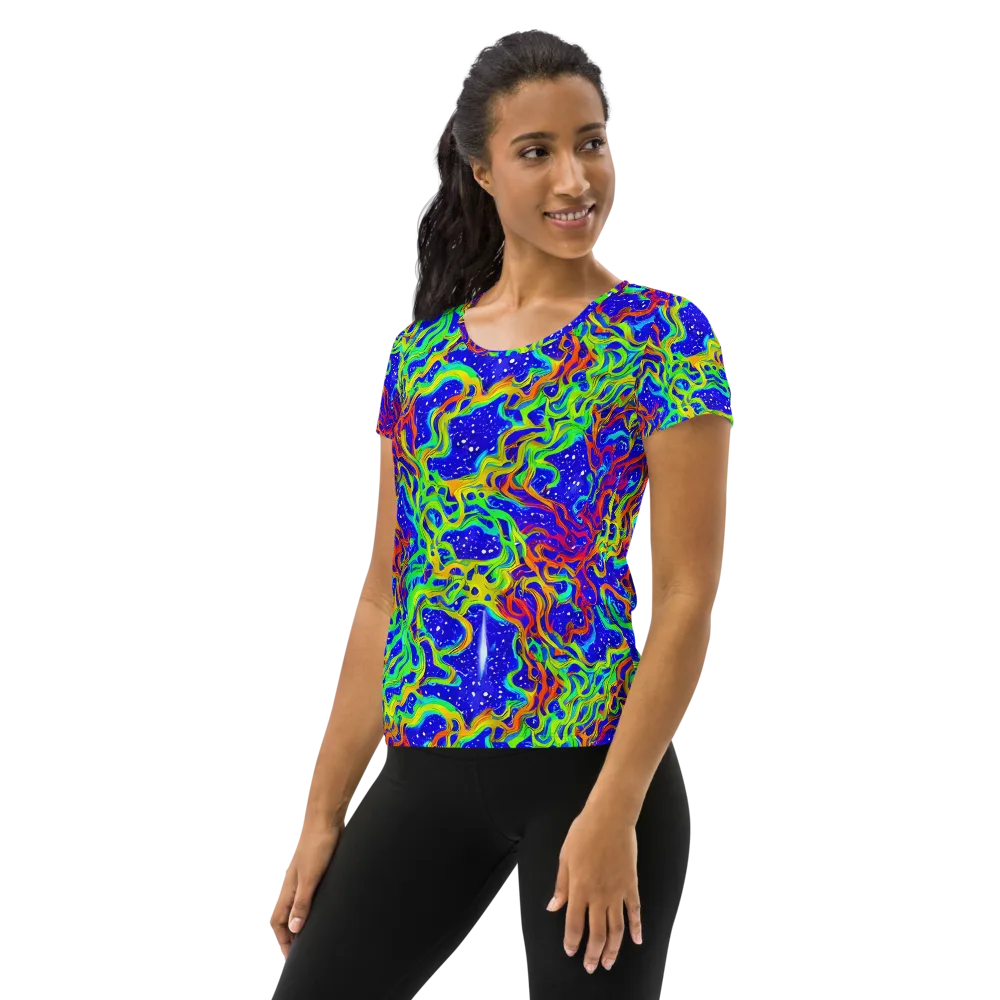 Cosmic Liquefaction on Women's Athletic T-Shirt — Left