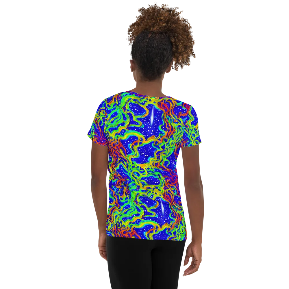 Cosmic Liquefaction on Women's Athletic T-Shirt — Back
