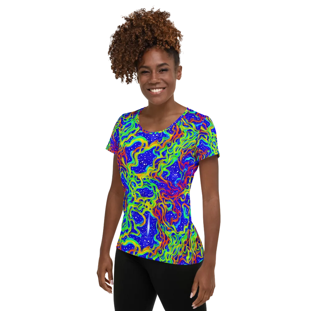 Cosmic Liquefaction on Women's Athletic T-Shirt — Left