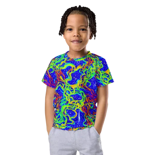 Cosmic Liquefaction on a Kids Crew Neck T-Shirt