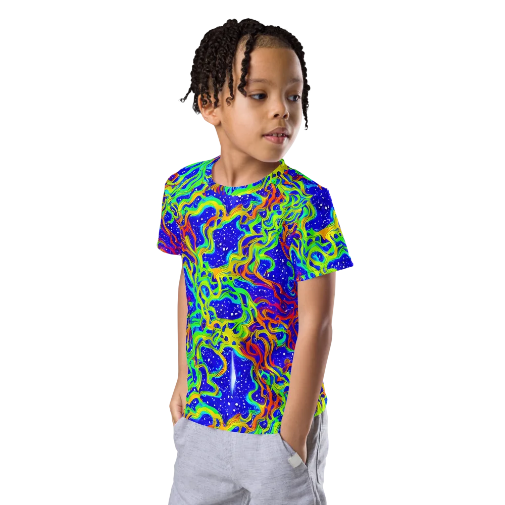 Cosmic Liquefaction on Kids Crew Neck T-Shirt — Left Front