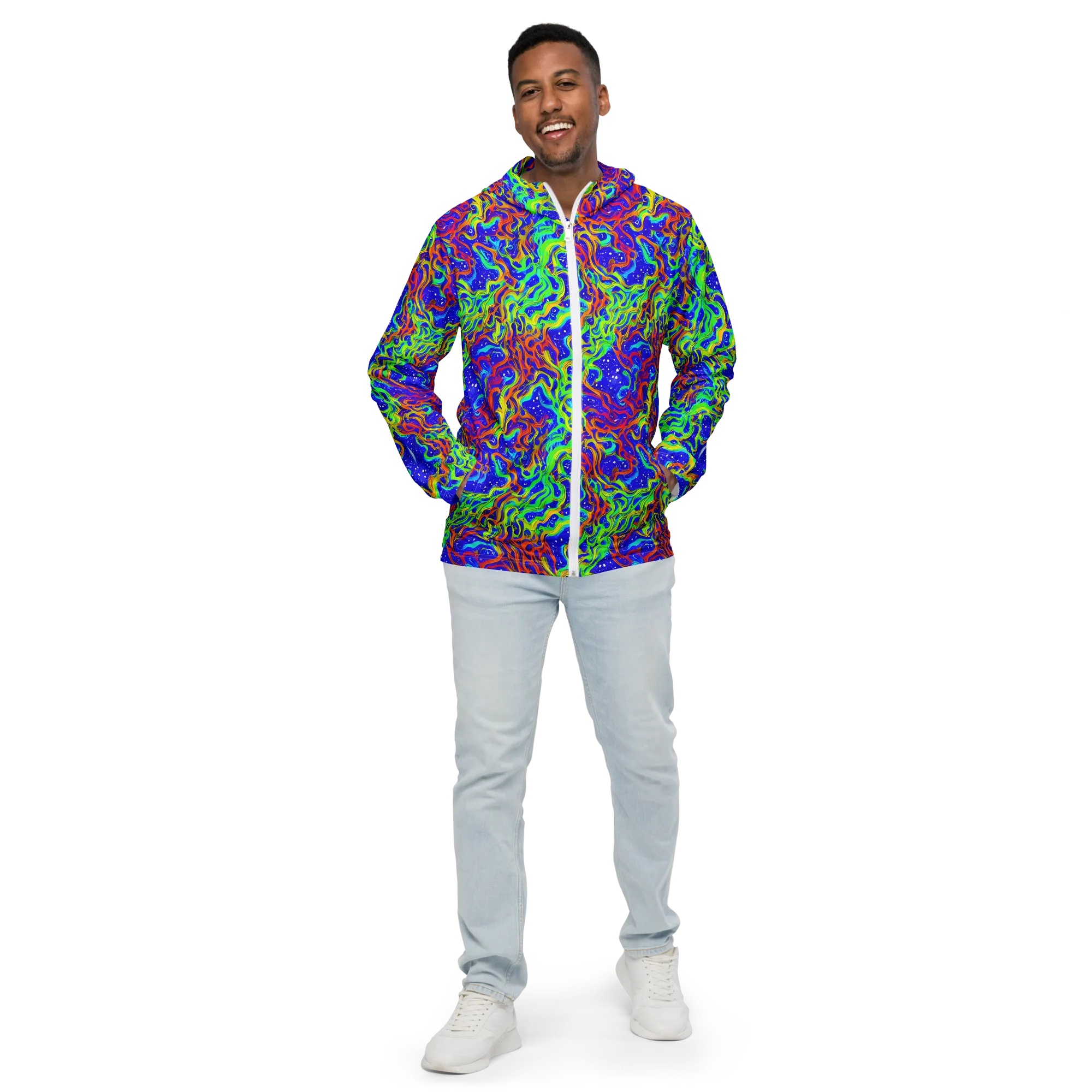 Cosmic Liquefaction on Men's Windbreaker — Front