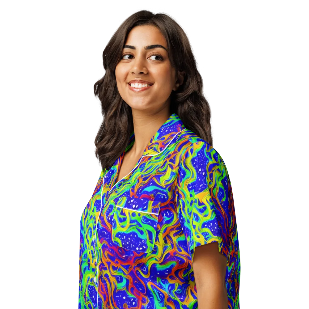 Cosmic Liquefaction on Women's Short Sleeve Pajama Top — Left Front