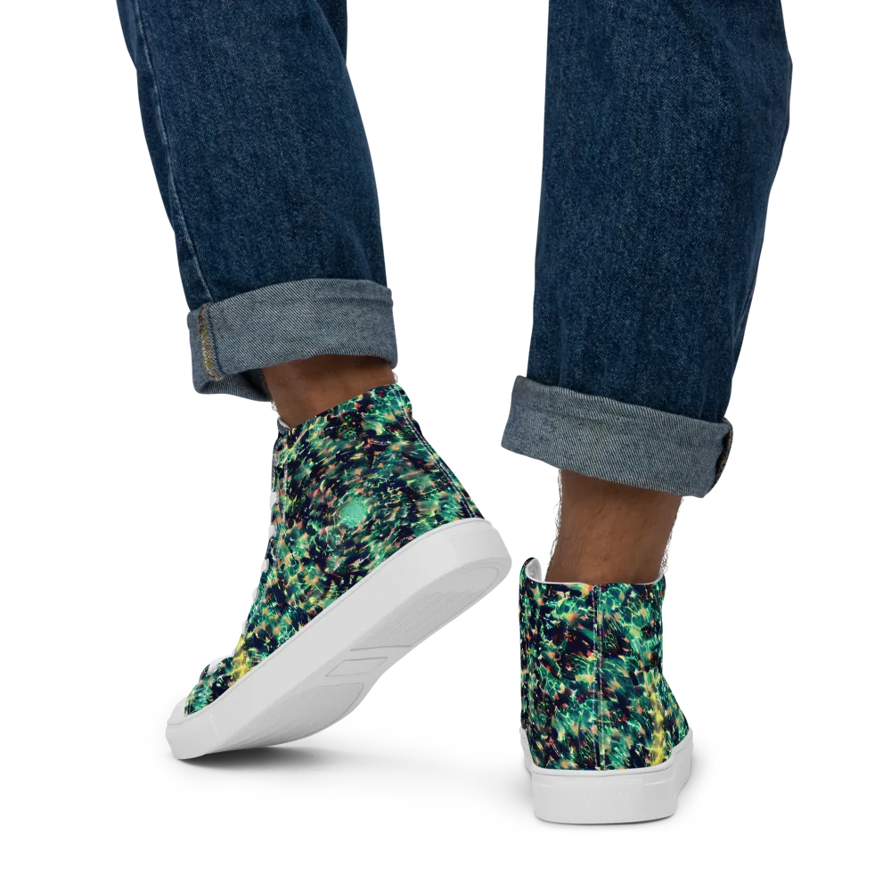 Neon Canopy on Men's High Top Canvas Shoes — Back