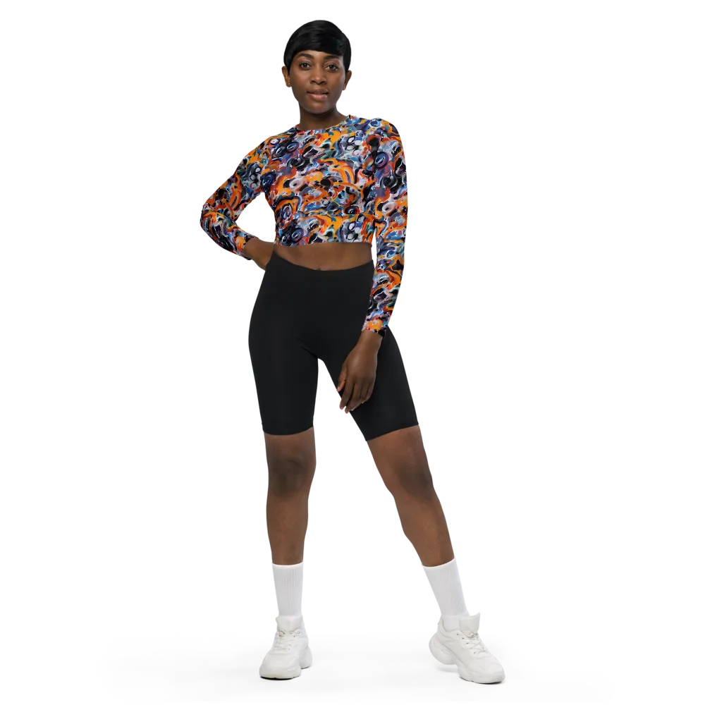 Molten Arcade on Long Sleeve Crop Top — Front