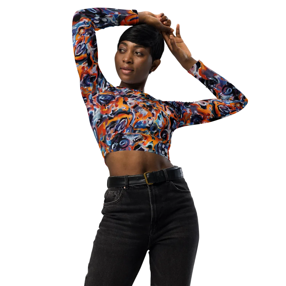 Molten Arcade on Long Sleeve Crop Top — Front
