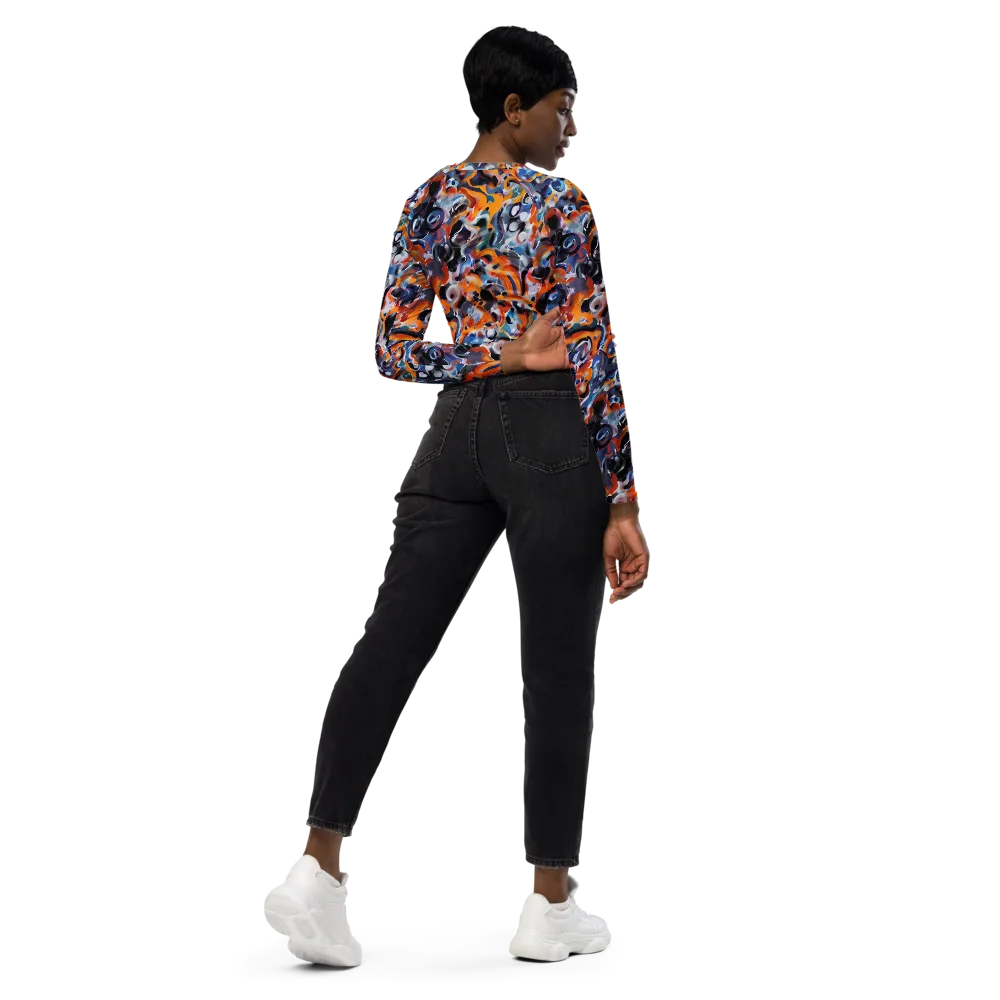 Molten Arcade on Long Sleeve Crop Top — Right Back