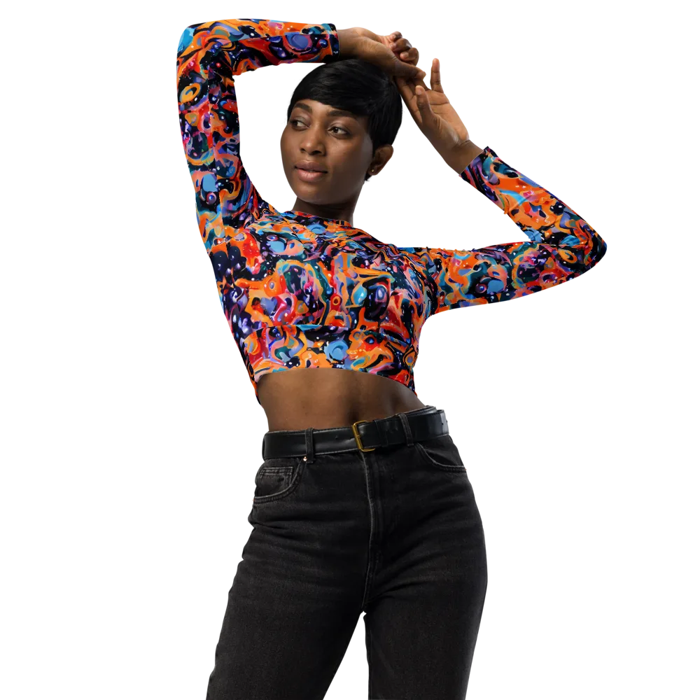 Molten Voltage on Long Sleeve Crop Top — Front