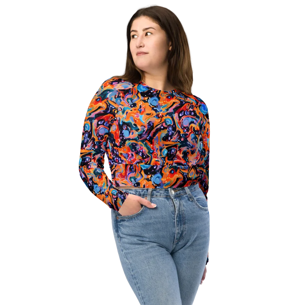 Molten Voltage on Long Sleeve Crop Top — Front