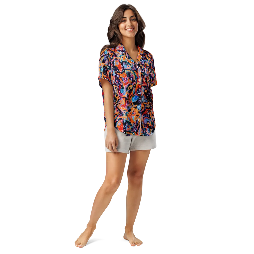 Molten Voltage on Women's Short Sleeve Pajama Top — Front