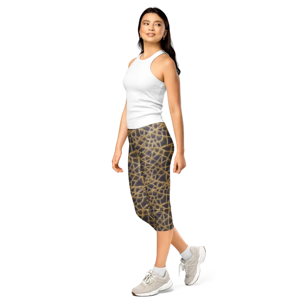 Gilded Labyrinth on Capri Leggings — Left Front