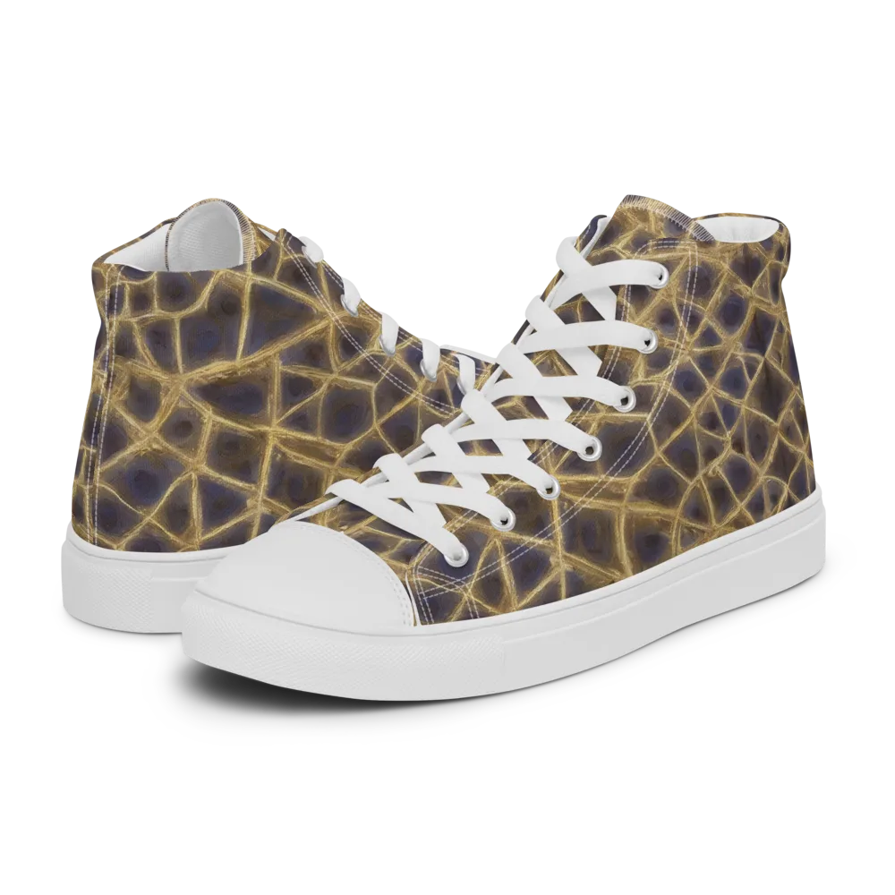 Gilded Labyrinth on Men's High Top Canvas Shoes — Left
