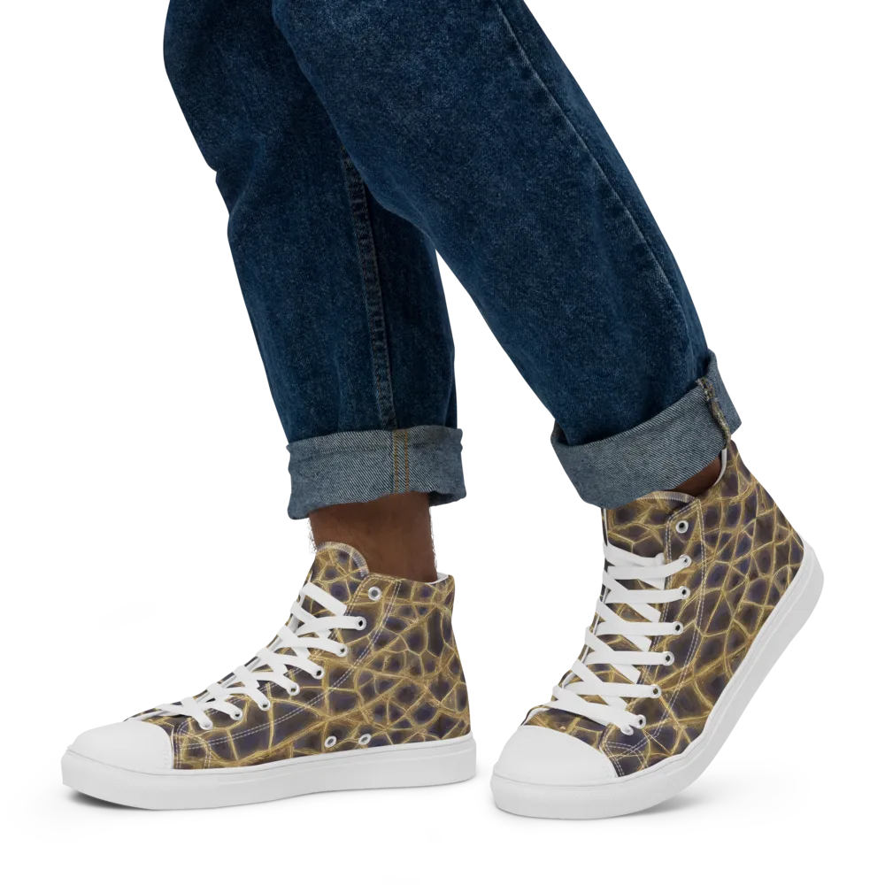 Gilded Labyrinth on Men's High Top Canvas Shoes — Left