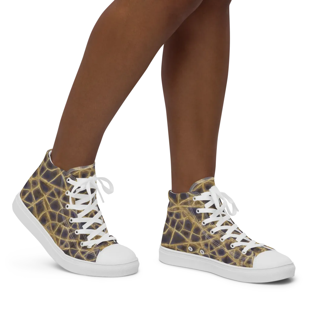 Gilded Labyrinth on Women's High Top Canvas Shoes — Right