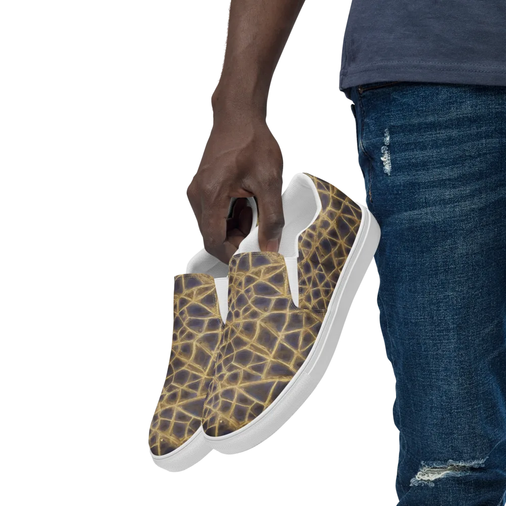 Gilded Labyrinth on Men's Slip-On Canvas Shoes — Left Front