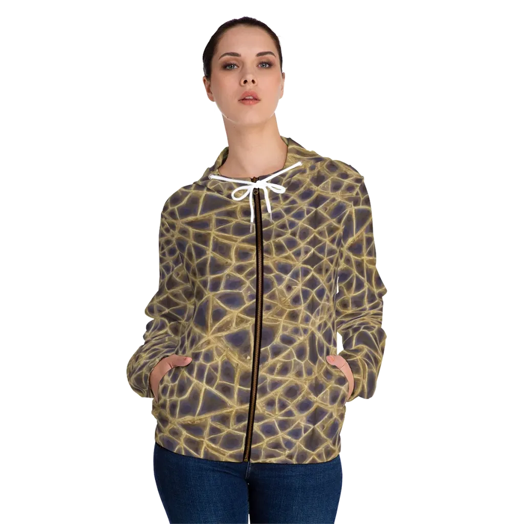 Gilded Labyrinth on Women's Full-Zip Hoodie — Front On Person