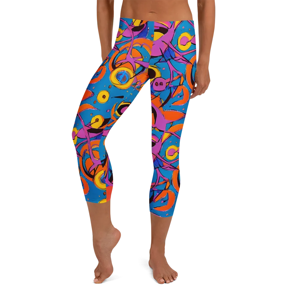 Hypercolor Maze on Capri Leggings — Front