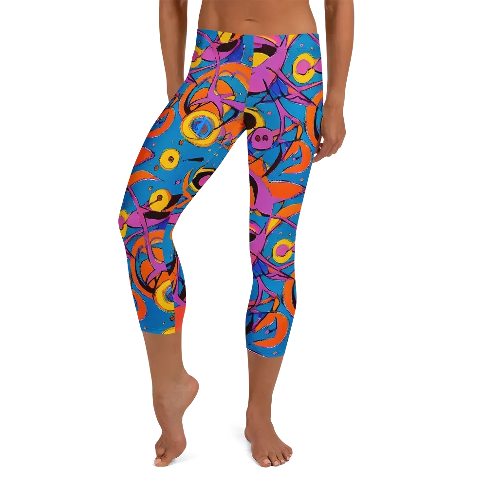 Hypercolor Maze on Capri Leggings — Front