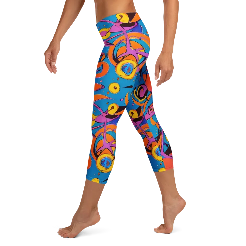 Hypercolor Maze on Capri Leggings — Left