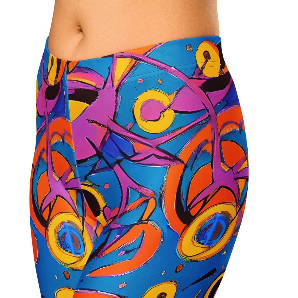 Hypercolor Maze on Capri Leggings — Zoomed-in