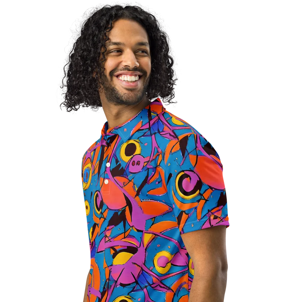 Hypercolor Maze on Men's Slim Fit Polo Shirt — Left Front