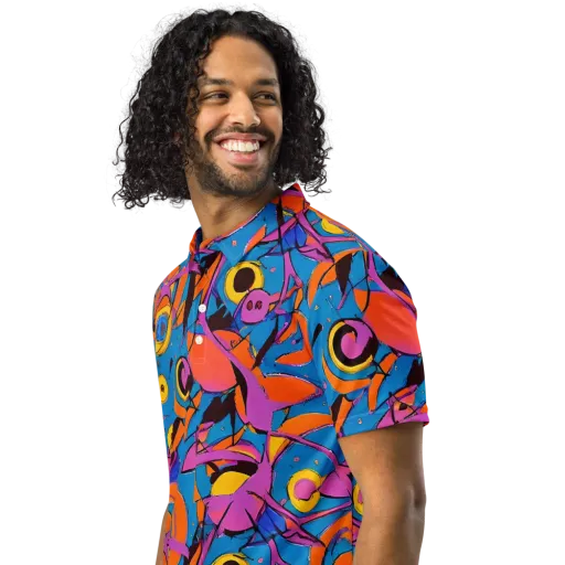 Hypercolor Maze on a Men's Slim Fit Polo Shirt