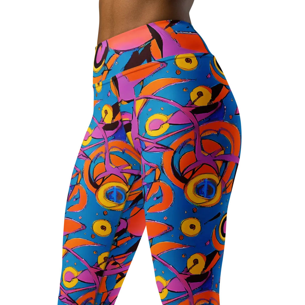 Hypercolor Maze on Yoga Leggings — Left Front
