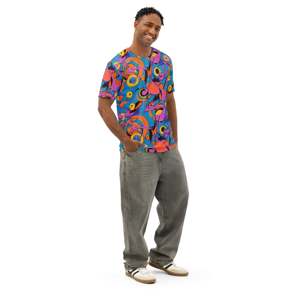 Hypercolor Maze on Men's Cotton Crew Neck T-Shirt — Right Front
