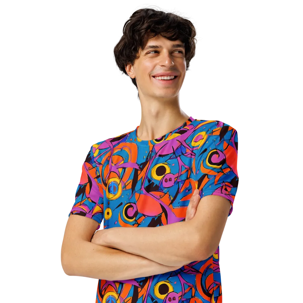 Hypercolor Maze on Men's Crew Neck T-Shirt — Left Front